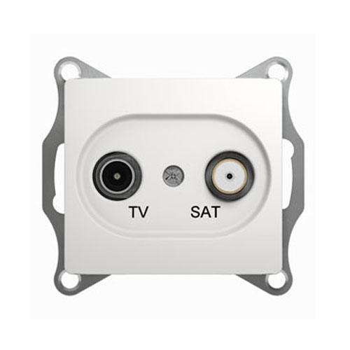 Розетка телевизионная TV-SAT проходная Glossa - белый Розетка телевизионная TV-SAT проходная Glossa - белый