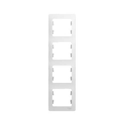 Рамка на 4 позиции вертикальная Glossa - белый Рамка на 4 позиции вертикальная Glossa - белый