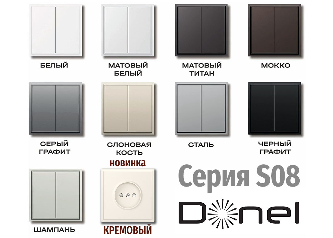 Donel Серия S08 Розетки и выключатели Donel S08