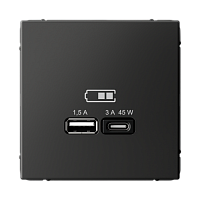 USB Розетка A + тип-C 45Вт ArtGallery - базальт
