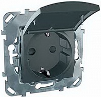 Розетка с заземлением со шторками с крышкой - Unica TOP