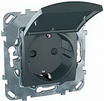 Розетка с заземлением со шторками с крышкой - Unica TOP