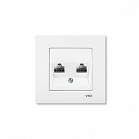 Компьютерная розетка сдвоенная (UTP, Cat5e) Karre - белый
