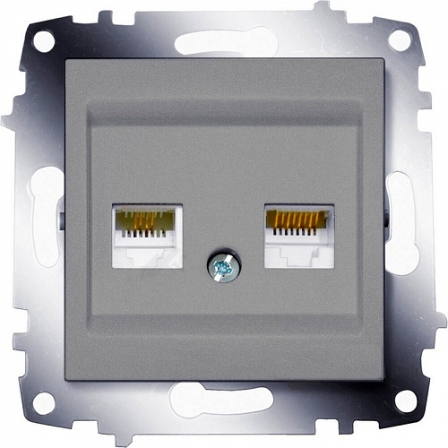 Розетка компьютерная (RJ11+RJ45) Cosmo - алюминий Розетка компьютерная (RJ11+RJ45) Cosmo - алюминий