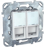Розетка компьютерная двойная (UTP, Cat6e) Unica - белый 