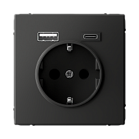 USB Розетка с  2 USB A+C ArtGallery - базальт