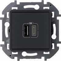 Зарядное устройство с двумя USB-разъёмами Inspiria - антрацит