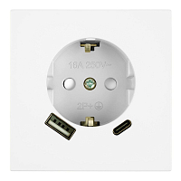 Розетка + зарядка USB Type A + Type C 20W Мия - Белая Магнолия