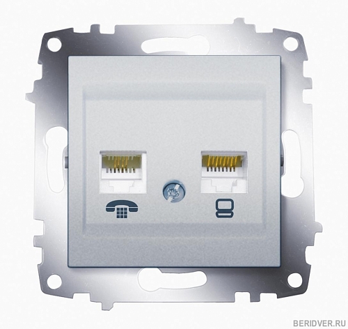 Розетка компьютерная (RJ11+RJ45) Cosmo - белый Розетка компьютерная (RJ11+RJ45) Cosmo - белый